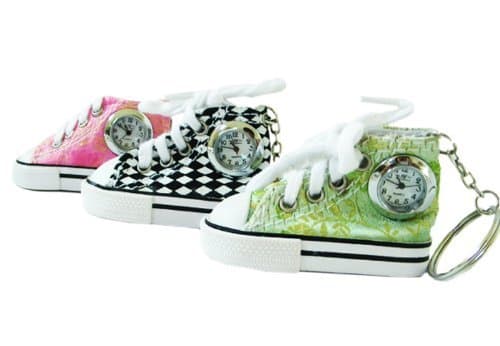 Mini Sneaker Keychain with Analog Clock - Shoe Keychain w/ Clock