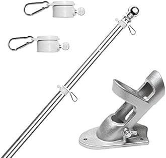HOOSUN Flag Pole Kit 6 FT,Flag Pole with Bracket,Heavy Stainless Steel Garden Flagpole, Home,Commercial,Outdoor Wall Mounted Flagpole,House Flag Poles for Porch (6 FT, Silver)