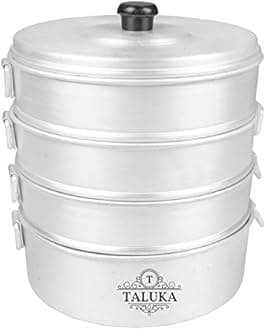 Taluka (Dia:-9.2" Inches Height :- 12.5" Inches) Aluminium Momo Maker | Dumpling Maker/Momo Steamer Modak Maker 4 TIER WEIGHT :- 1730 GRAMS