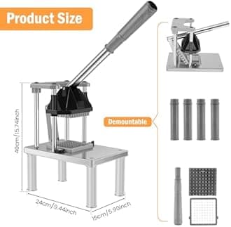 Upgrade Commercial Vegetable Fruit Chopper, Stainless Steel French Fry Cutter with 2 Replacement Blades, Vegetable Chopper Dicer Heavy Vertical Potato Dicer for Potato Onion Carrot