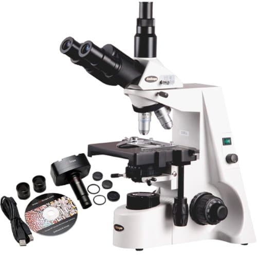 AmScope 40X-2500X Infinity Composite Microscope + 5MP Camera Win7 & Mac OS