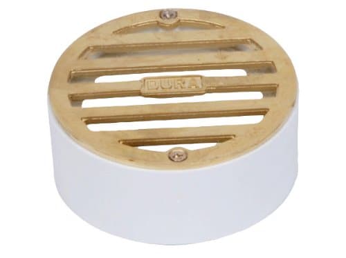 4" Round Brass Drainage Grate on PVC Adapter