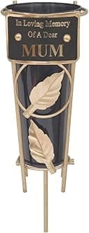 Grave Vases with Spike Grave Ornaments - Memorial Plaques/Black Vases Flower Holders with Personalised Quotes; Metal Spikes Grave Decorations in Loving Memory of your Loved Ones (Mum)
