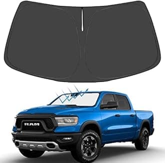 Proadsy for Dodge RAM 1500 2019-2025 Windshield Sun Shade 4-Layer Foldable Front Sunshade Protector Sun Visor Blocks UV Rays Keep Car Cooler