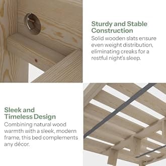 Single Bed Frame 3ft – Solid Pine Wooden Bed Frame for Adults, F1 Easy Assemble Bed with Sturdy Slats, Comfortable Bedroom Furniture | 90x190cm (Alder)