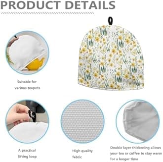 NETILGEN Tea Pot Cosy Warming Teapot Cozy Cover Insulation Warmer for Party Hotel Tea Party Restaurant Office Home Decorations, Yellow Butterfly Floral
