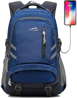 ProEtrade Backpack Bookbag for School College Student Travel Business with USB Charging Port (Blue)
