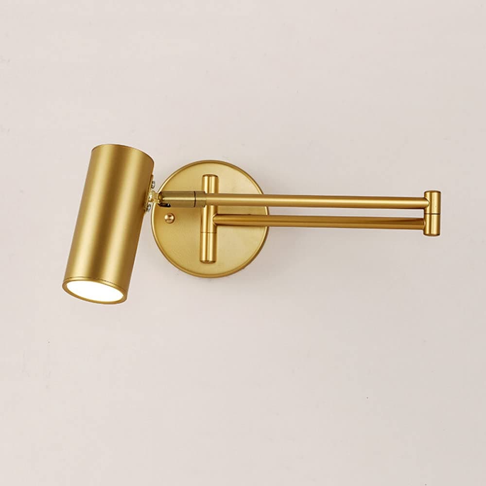 SAFWEL Swing Arm Wall Sconce Adjustable Wall Mount Reading Light Headboard Lamp, Modern Hardwired Sconces GU10 Wall Swivel Spot Lights for Bedroom Bedside Living Room Study (Color : Gold)