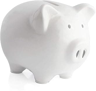 KNRAGHO (White) - White Piggy Bank, Mini & Small Cute Ceramic Coin Money Piggy Bank, Makes a Perfect Unique Gift, Nursery Decor, Keepsake, or Savings Piggy Bank for Kids, White (White)