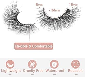 False Eyelashes Clear Band Faux Mink Lashes 3D Volume 16mm Cat Eye Transparent Band Wispy Eyelashes Invisible Strip Lashes Pack