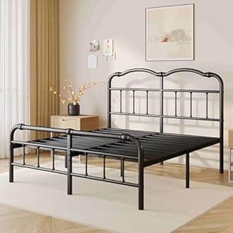 ZIYOO Vintage-Inspired 14 Inch Metal Bed Frame - Victorian Headboard & Footboard, Sturdy Platform Design, Under Bed Storage, No Box Spring Needed, Noise Free, Full Size