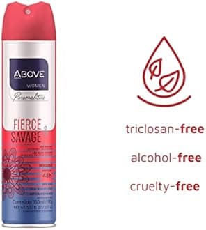 Above Spray Deodorant for Women (Fierce Savage) -48 Hour Deodorants & Antiperspirants Dry Spray- NO White Marks,- Cruelty Free, NO Alcohol, Triclosan- 3.17 oz - Pack of 4