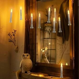 Homemory 12 Pcs Hanging Floating Candles with Wand Remote, Magic Deco, Warm White LED, Battery Included