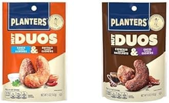 PLANTERS Nut Duos Bundle, Flavored Nuts, Snacks Variety Pack - Ranch Almonds & Buffalo Cashews 5oz + Cocoa Cashews & Espresso Hazelnuts 5oz