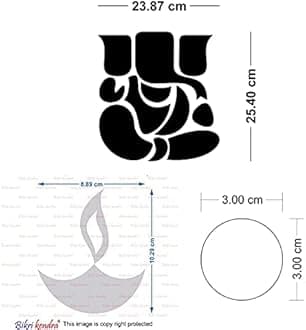 Bikri Kendra Ganesha Diya 20 dots 50 3D Acrylic Wall Mirror Stickers (Red4)-Self-Adhesive