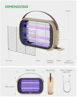 Buzbug LED Bug Zapper Outdoor Indoor, Durable 10 Years Lifespan Lamp,Portable Camping Mosquito Zapper, Fly Trap Mosquito Trap-MA015C