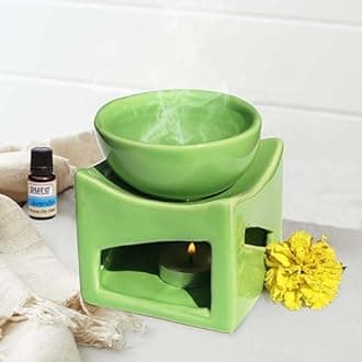 Pure Source India Ceramic Clay Candle Operated Aroma Burner Oil Diffuser, Ext...