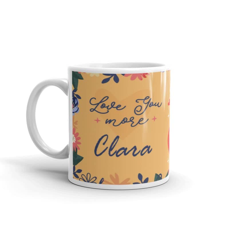 RISHRISH Coffee Tea Mug Ceramic 350 ml | Clara Name Design Printed Cups