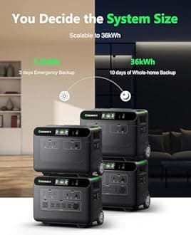 GROWATT HELIOS 3600 Portable Power Station and BP3600 Expansion Battery,7372Wh LiFePO4 Batteries 120V/240V 3600W AC Outpu Solar Generator for Home Backup, RVs, Power Outages, and Outdoor Camping