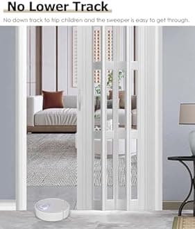 Concertina Door PVC & Acrylic Internal Foldable Gate - Custom Size, Accordion Door for Cupboard/Kitchen, Hallway Pantry Doorway Sliding Door with Handle(Gray,32x80in(81x203cm))