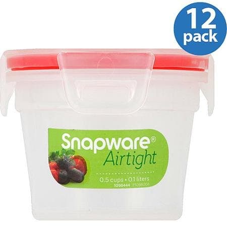 Snapware Airtight and Leak Proof Plastic 0.5-Cup Nesting Food Storage Container Bowl, 12-Pack