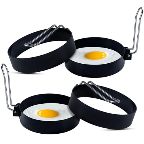 Eggssentials Egg Rings for Frying Eggs Pack of 4 Egg ring Large 3.5 - Non-Stick Pancake Mold Maker & Eggs Mold for Breakfast Sandwiches.
