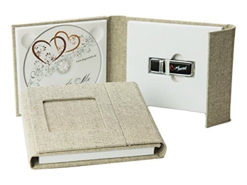 Leather DVD / USB Case cm with Picture Window USB Case with DVD Slot Album for USB, DVD and Photo (Grey, USB + CD)