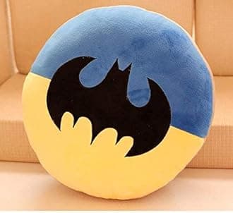 Aroma Brand - Fruit and Cartoon Round Foam Pillows / 14 inch/Kids Playing Skin Friendly Head/Back Pillow/Pack of 1 (Bat Man)