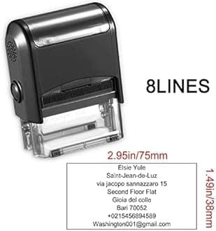 Personalised Stamp 75x38mm Custom Self-Inking Business Address Rubber Stamps Up to 8 Lines-4 Color and Font Choices