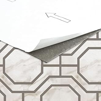 Retro Self Adhesive 12-Inch Vinyl Floor Tiles, 20 Tiles - 12" x 12", Marble Octagon Pattern - Peel & Stick, DIY Flooring for Kitchen, Dining Room, Bedrooms & Bathrooms by Achim Home Decor