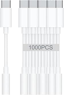 USB-C to 3.5mm Audio Headphone Adapter - HiFi 1000 Pack Compatible with Apple iPhone 17 16 15 Samsung Galaxy S25 S24 S23 S22 S21 Plus Pro Max Ultra Pixel iPad - Type C to Aux Cord Jack Dongle Adapter