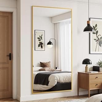 Antok Mirror Full Length, 58"x18" Big Floor Mirror, Oversized Full Body Mirrors with Stand for Bedroom, Living Room Cloakroom, Gold, Rect Corner Style