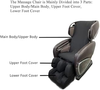 Black,upper body, Shiatsu Massage Chair Cover Fitted, Universal Stretch Portable Massage Chair Full Body Cover, Single Recliner Chair Removable Shield Dustproof Cover