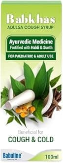 Babkhas Ayurvedic Adulsa Cough Syrup 100ml, Pack of 3 | Ayurvedic Cough Syrup For Kids & Adults, Helps in Relief from Sore Throat, Chest Congestion, All Types Of Cough & Cold With Goodness Of Haldi Sunth Turmeric Dry Ginger, Safe For Babies