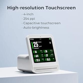 Qingping Air Quality Monitor 2 Indoor Air Quality Meter PM2.5/CO2/PM10/Noise/Temperature and Humidity Measurement of Air Pollutant Concentrations Alarm Clock Function Smart Air Quality Monitoring