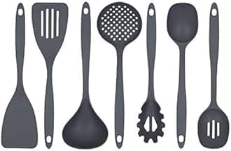 Glad Cooking Kitchen Utensils Set ââ‚¬â€œ 7 Pieces, Nylon Tools for Nonstick Cookware, Gray