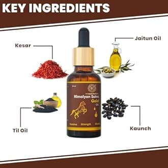 Himalyan Sutra Gold Power Capsules (15 Capsules Trial Pack) & Men’s Massage Oil (30ml) | Ayurvedic Herbal Supplement & Body Massage Oil Combo Pack for Men