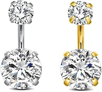 Longita Belly Button Ring Silver Gold Belly Rings Surgical Steel Belly Button Rings for Women Dangle Belly Button Rings Dangling Short Belly Button Ring 6mm 10mm