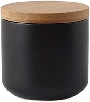 Food Storage Canister, Ceramic Kitchen Canisters with Airtight Seal Bamboo Lid, Food Storage Jar for Tea, Coffee Bean, Spice, Sugar 260ml/ 800ml/ 1000ml (260ml-8.2 x 8.3cm)