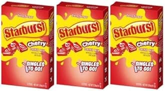 Starburst Singles To Go Powdered Drink Mix, Cherry, 3 Boxes with 6 Packets Each - 18 Total Servings, Sugar-Free Drink Powder, Just Add Water, 6 count (Pack of 3)