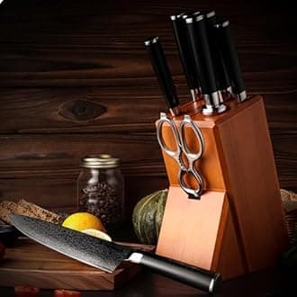 IKXO Knife Set 6 Pieces Damascus Steel Knife with Scissors and Sharpening Rod,Lightweight and Strong,Full Tang Professional Chef Knife Set With G10 Ergonomic Handle for Meat,Fruit and Vegetables