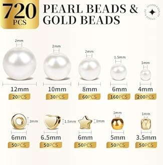 LeafLoom Pearl Beads for Bracelets, 720PCS Bracelet Making Kit, DIY Pearls Beads, Round Plastic Beads, Jewelry Making Kit