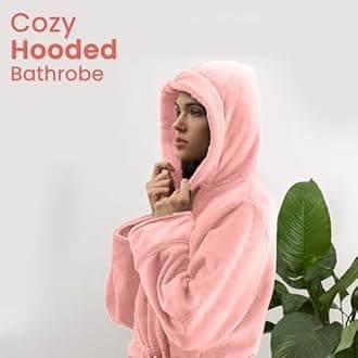 MAXOSHINE Bathrobe for Women Super Soft Plush Fleece Spa Shower Bath Gown for Women-Knee Length Lightweight Robes