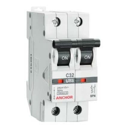 Anchor 32 A MCB DP (White, Standard Size)