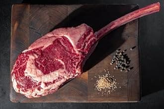 (2) Bison Tomahawk Steak, 42-44 oz, Bone-in Ribeye with Frenched Rib Bone, Farm Raised, Grass Fed. 2 steaks included!