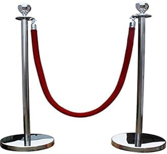 Queue Barrier Posts (Pair) with 1.5M RED Rope Stainless Steel Stanchion Divider Crowd LINE Control Set-BAR-S