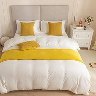Bed Runner King Size,Ginger yellow Bed Runner For of Luxury Hotel Grade 2 Pillowcases(45X45cm)