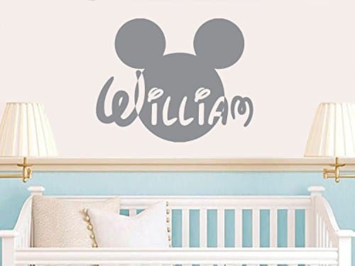 Wall Decals Custom Personalized Name Disney Head Mice Ears Mickey Mouse Children Gift Bedroom Nursery Boy Girl Vinyl Sticker Wall Decor Murals Baby Wall Decal