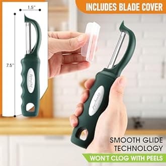Spring Chef Premium Swivel Vegetable Peelers for Kitchen, Stainless Steel Apple Peelers with Soft Grip Handle and Sharp Blades, Perfect for Potato, Carrot, Mango, Cucumber - Set of 2 - Pine Green