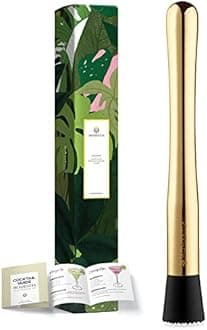 Homestia Stainless Steel Muddler for Cocktail and Mixing Spoon Home Bar Tool Set - Create Delicious Mojitos and Other Fruit Based Drinks Muddler Bartender Accessories (10" Muddler Gold)
